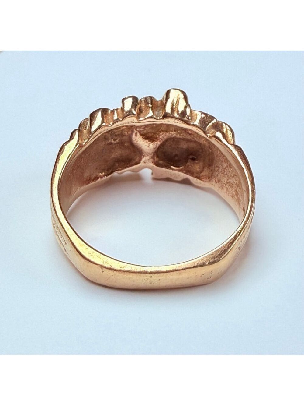 Estate 14K Solid Yellow Gold 11.5mm Nugget Signet Vintage Mens Pinky Ring Size 7 - Picture 6 of 12